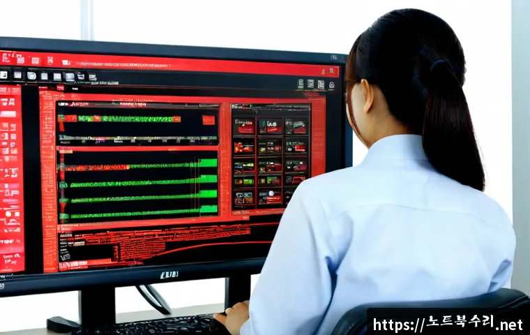가재동 STATUS_IMAGE_ACCESS_DENIED - Photorealistic IT support workstation in a compact Gajae-dong office, technician reviewing a locked ...