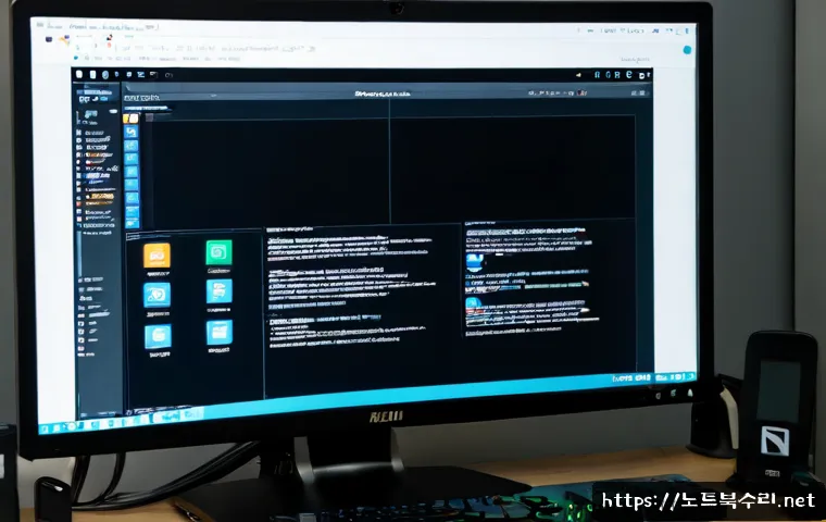 노오지동 BOOTMGR is missing - Photorealistic remote IT support workstation in a compact Nohji-dong neighborhood office, dual monit...