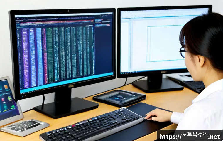 임학동 STATUS_KERNEL_DATA_CORRUPTION - Photorealistic IT support workstation in a compact modern office near a quiet residential district, ...