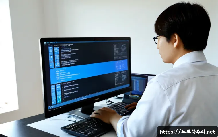 덕이동 NDIS_INTERNAL_ERROR - Photorealistic IT support workstation in a quiet suburban apartment office, dual monitors showing a ...