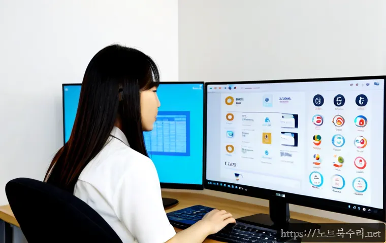 관문동 STATUS_SECURITY_POLICY_VIOLATION - Photorealistic remote-support workstation in a compact Gwanmun-dong office, IT specialist reviewing ...