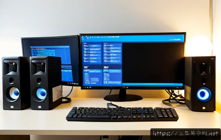 양지동 VIDEO_TDR_FAILURE - Photorealistic IT support workstation in a compact Yangji-dong apartment office, dual monitors with ...