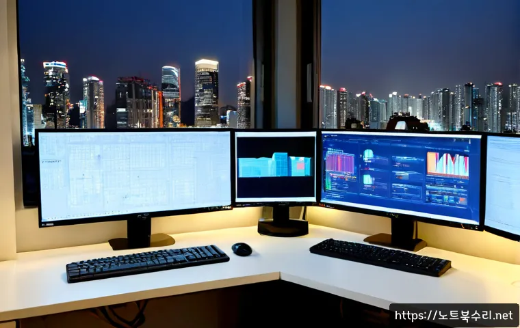 도곡동 STATUS_MEMORY_OVERFLOW - Photorealistic premium workstation inside a quiet high-rise apartment office near Dogok-dong, dual m...