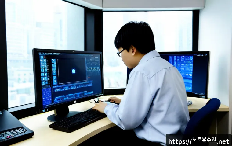 묵정동 DRIVER_VERIFIER_DETECTED_VIOLATION - Photorealistic IT technician in a compact Mugyo-dong office workstation, diagnosing a desktop comput...