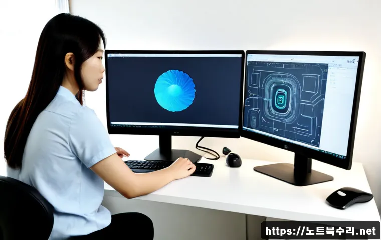 목감동 STATUS_IMAGE_CHECKSUM_MISMATCH - Photorealistic product design workstation in a quiet Mokgam-dong apartment office, dual monitors sho...