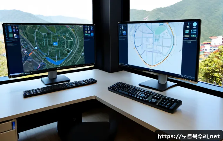 녹번동 SESSION_HAS_NO_PAGEFILE - Photorealistic remote-support workstation in a compact Eunpyeong residential office, dual monitors d...