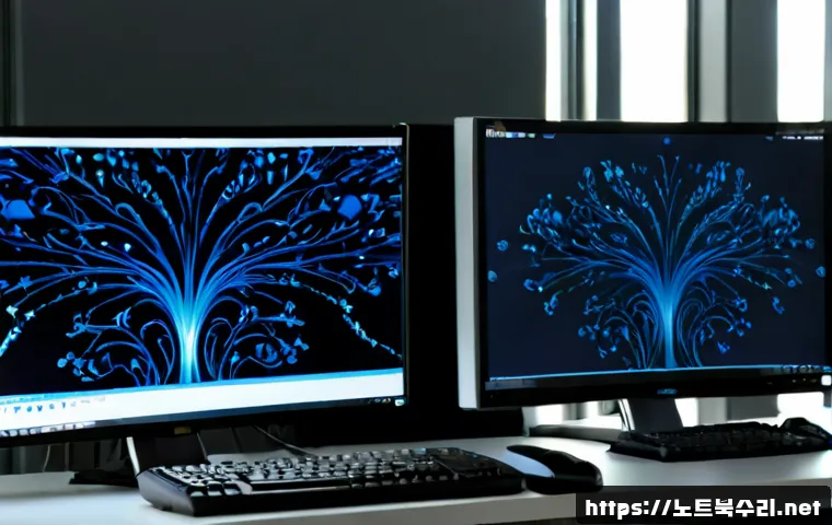 고색동 PAGE_TABLE_CORRUPT - Photorealistic IT support workstation in a modern Gosaek-dong industrial office, dual monitors showi...