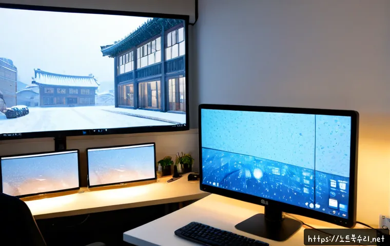 적선동 WIN32K_POWER_WATCHDOG_TIMEOUT - Photorealistic remote-support workstation in a compact Jongno district design studio, dual monitors ...