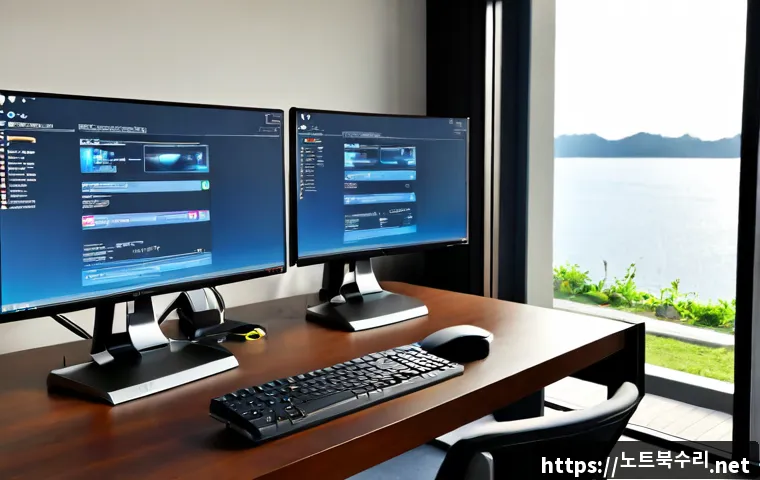 별내동 SESSION5_INITIALIZATION_FAILED - Photorealistic IT support workstation in a modern apartment near a quiet lakeside greenway, dual mon...