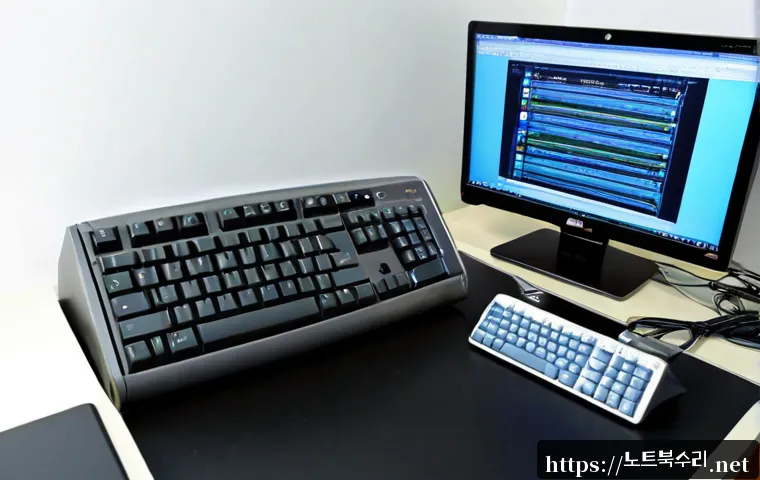 철산동 STATUS_KERNEL_UNSUPPORTED_DEVICE - Photorealistic IT support workstation in a modern Cheolsan-dong apartment office, desktop computer s...