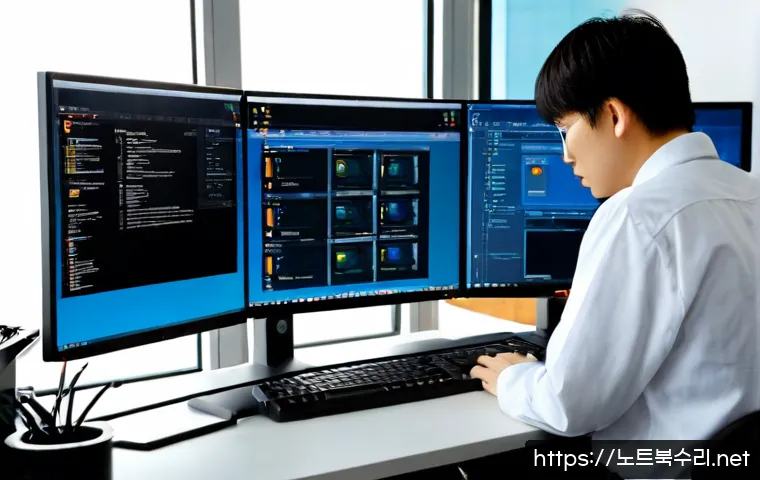 제기동 centos재설치 포맷 초기화 - Photorealistic IT support desk in a compact Jegi-dong office, technician reinstalling a Linux operat...