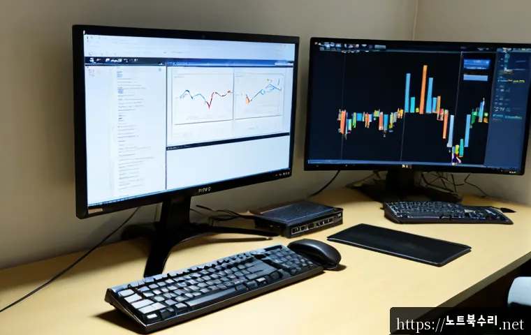 관산동 STATUS_KERNEL_MODULE_ACCESS_DENIED - Photorealistic IT support workstation in a quiet Gwan-san-dong apartment office, dual monitors showi...