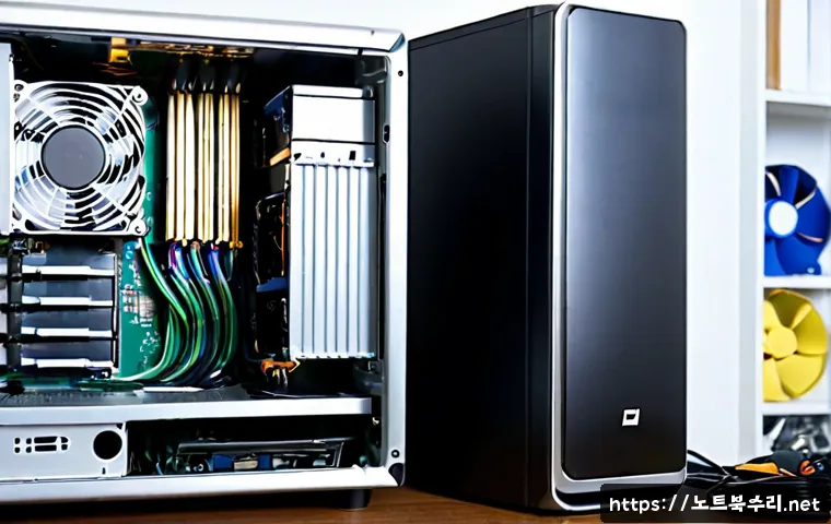 검암경서동 쿨러조립 및 교체수리 - Photorealistic desktop PC repair workstation in a compact apartment near a quiet suburban rail distr...