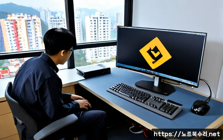보라매동 STATUS_KERNEL_BOOT_DRIVE_ERROR - Photorealistic remote IT support workstation in Boramae-dong, technician examining a desktop compute...