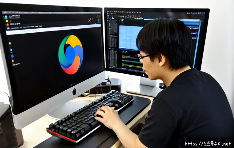 쌍림동 컴퓨터업그레이드 - Photorealistic desktop computer upgrade workstation in a compact urban office, technician installing...