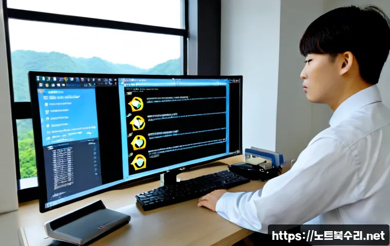 영덕동 STATUS_KERNEL_DISK_ERROR - Photorealistic IT support workstation in a modern Yongdeok-dong apartment office, desktop computer s...