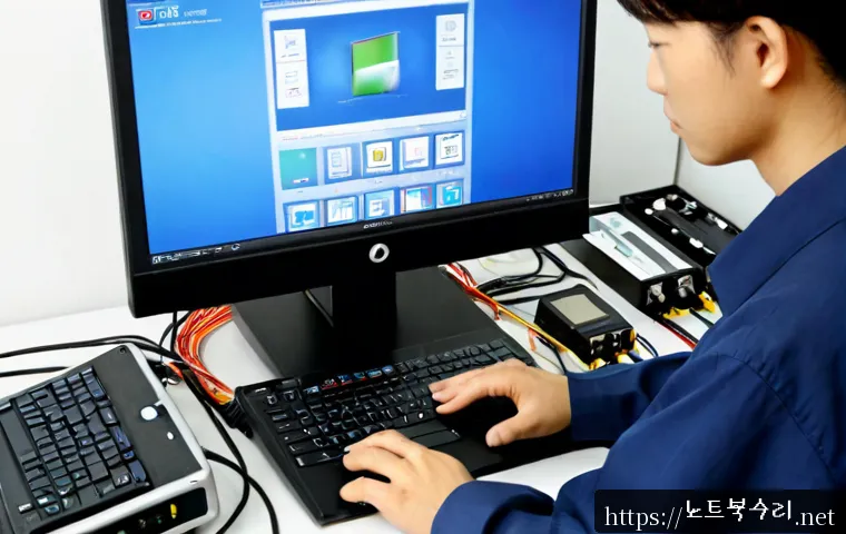 거모동 STATUS_KERNEL_UNSUPPORTED_DEVICE - Photorealistic compact electronics repair workstation in a quiet Korean suburban industrial neighbor...