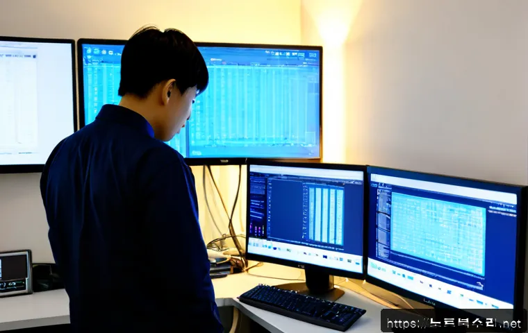 덕계동 SYSTEM_SERVICE_EXCEPTION - Photorealistic IT support workstation in a compact Korean suburban office near low-rise apartment bl...
