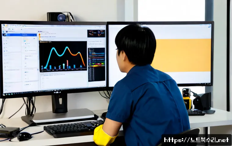 철산동 centos재설치 포맷  초기화 - Photorealistic IT support workstation in a compact Cheolsan-dong office, desktop tower opened beside...