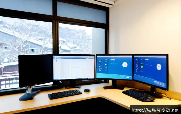 지동 프로그램응답없음 - Photorealistic product-design workstation in a compact Jidong apartment office, dual monitors showin...