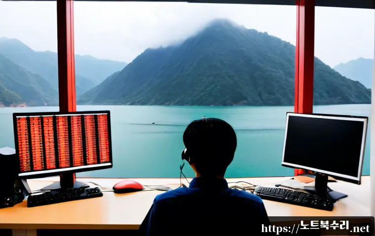 청평면 STATUS_KERNEL_FILE_SYSTEM_ERROR - Photorealistic IT technician at a dual-monitor workstation in a quiet lakeside office near Cheongpye...