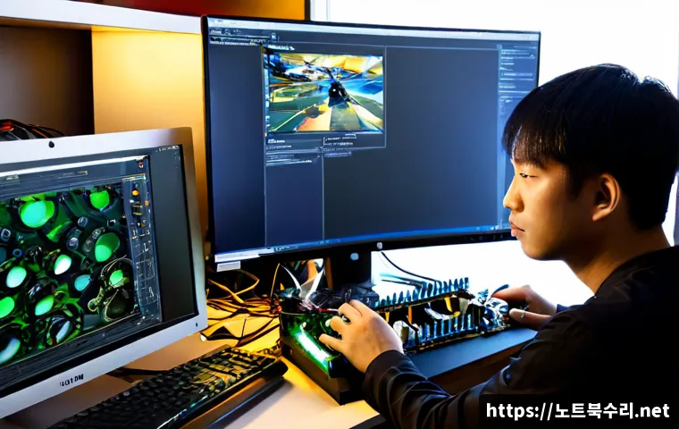 동숭동 VIDEO_TDR_FAILURE - Photorealistic PC repair workstation in a compact creative studio near a university arts district, t...