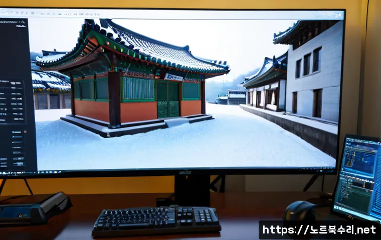 안국동 VIDEO_TDR_FAILURE - Photorealistic remote-support workstation in a quiet historic Seoul neighborhood office, ultrawide m...