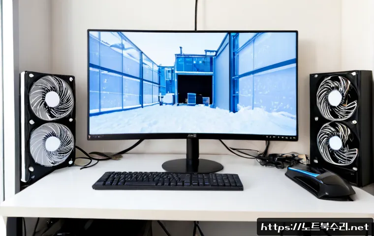 일산서구 VIDEO_TDR_FAILURE - Photorealistic PC repair workstation in an Ilsanseo-gu apartment office, dual monitors showing a bla...