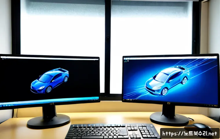 신포동 DRIVER_CORRUPTED_EXPOOL - Photorealistic IT support workstation in a compact Sinpo-dong office, dual monitors showing a clean ...