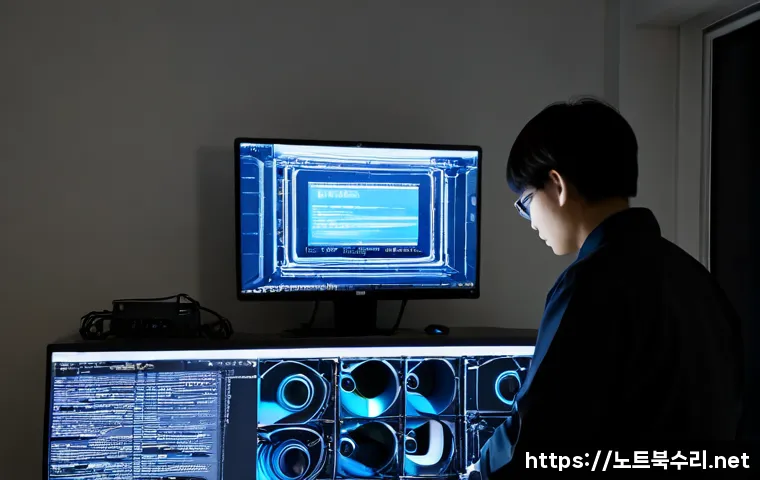 약수동 STATUS_KERNEL_INIT_FAILURE - Photorealistic compact IT support workstation in a Yaksu-dong apartment office, dual monitors showin...