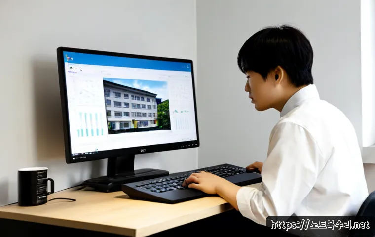 화양동 STATUS_ILLEGAL_INSTRUCTION - Photorealistic remote-support workstation in a compact Hwayang-dong apartment office, dual monitors ...