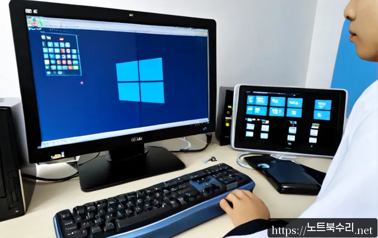 관고동 윈도우8 windows8 재설치 포맷 초기화 - Photorealistic remote-support workstation in a compact Gwanggo-dong apartment office, desktop monito...