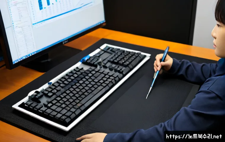 용종동 하드조립 및 교체수리 - Photorealistic computer repair workstation in Yongjong-dong, technician carefully installing a new s...