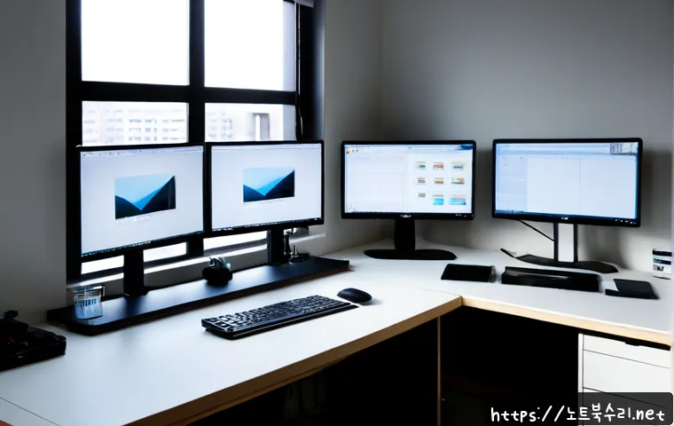 연건동 STATUS_FILE_NOT_FOUND - Photorealistic product design workstation in a compact Yeongeon-dong studio, dual monitors showing a...