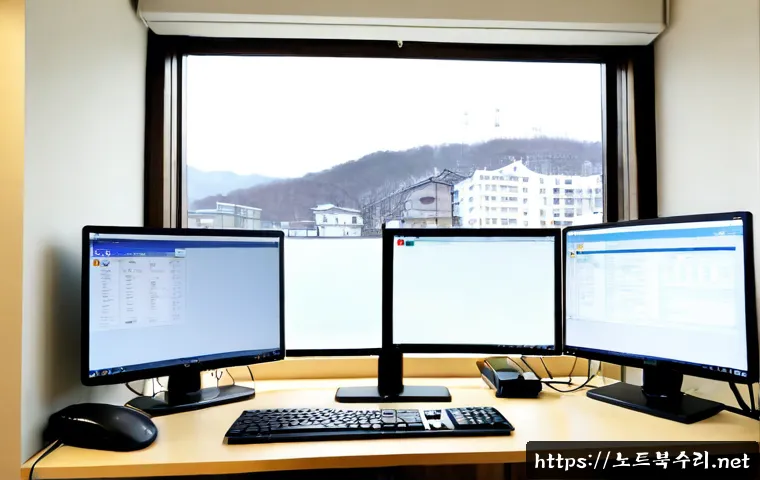 연양동 STATUS_FILE_NOT_FOUND - Photorealistic remote-support workstation in a quiet Yeonyang-dong apartment office, dual monitors s...