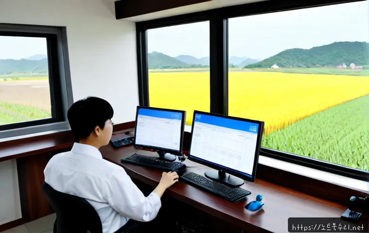 강천면 CRITICAL_OBJECT_TERMINATION - Photorealistic remote-support workstation in a quiet rural Korean office, dual monitors showing a br...