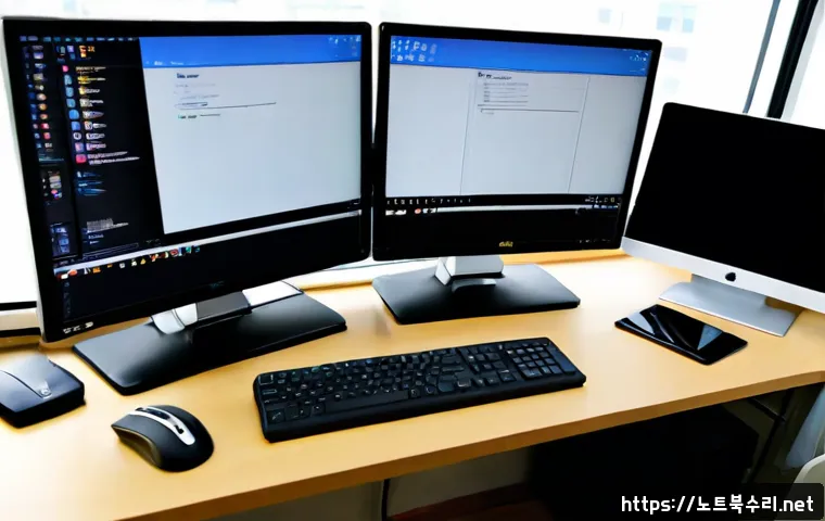 당하동 STATUS_KERNEL_RESOURCE_ERROR - Photorealistic product design workstation in a bright Dangha-dong apartment office, dual monitors sh...