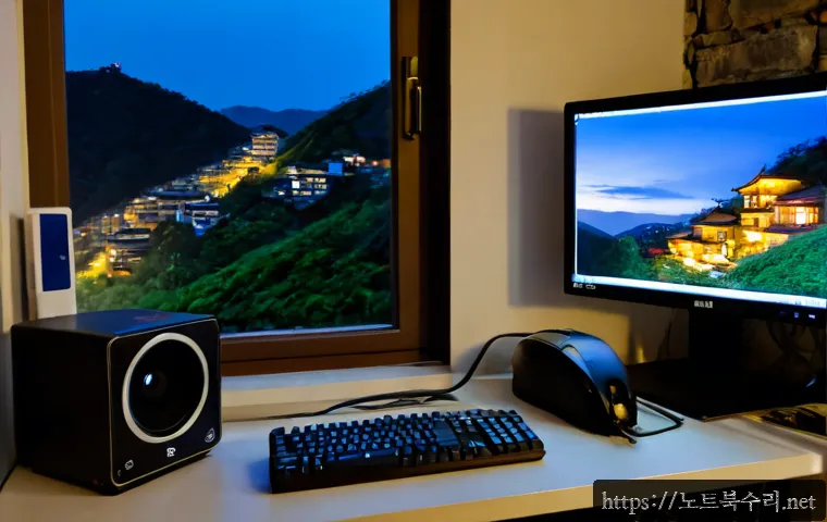 마천동 부팅불가 - Photorealistic PC repair workstation in a compact Machon-dong apartment, desktop tower opened beside...