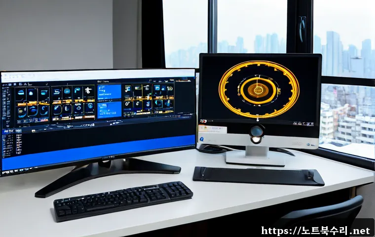 신소현동 DRIVER_CAUSED_SYSTEM_CRASH - Photorealistic remote-support workstation in a compact Sinsocheon-dong apartment office, dual monito...