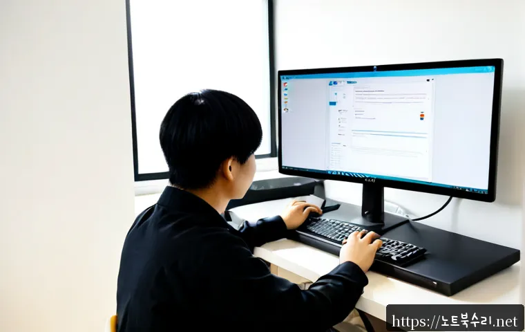 장기동 linux재설치 포맷 초기화 - Photorealistic remote-support workstation in a modern apartment near Janggidong, technician carefull...
