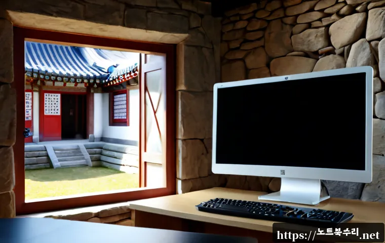행궁동 STATUS_NETWORK_ACCESS_DENIED - Photorealistic remote-support workstation in a quiet creative studio, dual monitors showing a generi...