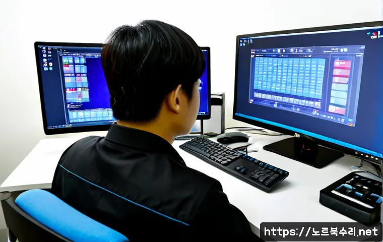 고봉동 DRIVER_CAUGHT_MODIFYING_FREED_POOL - Photorealistic IT support workstation in a compact Goyang office, engineer studying a driver memory ...