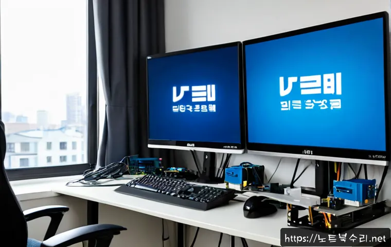 둔촌동 ACPI_BIOS_ERROR - Photorealistic IT support workstation in a compact apartment office near a quiet residential distric...