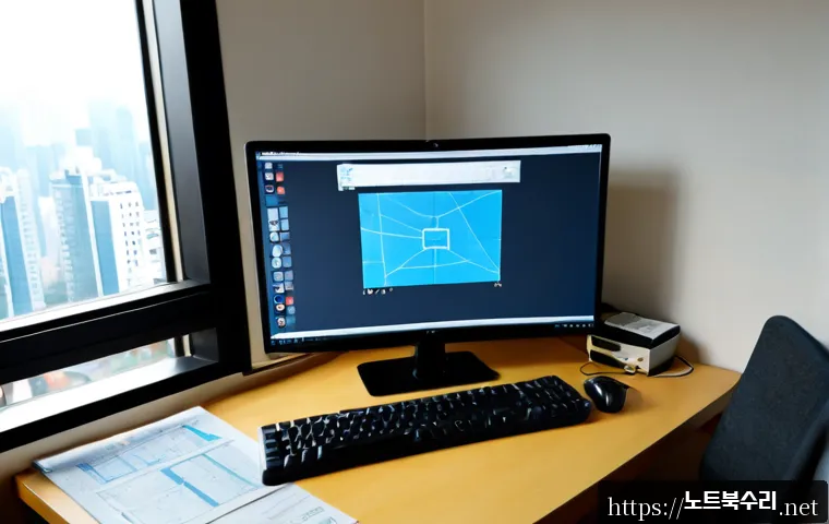 평안동 STATUS_FILE_WRITE_FAILURE - Photorealistic software support workstation in a quiet Pyeongan-dong apartment office, dual monitors...
