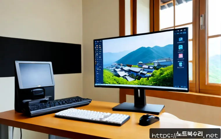 강하면 bootdevice - Photorealistic remote-support workstation in a quiet Ganghwa Island home office, desktop monitor sho...