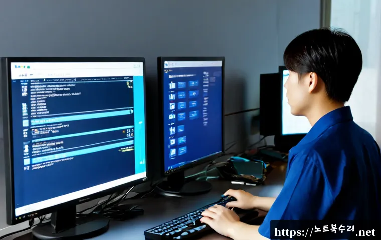 도촌동 BAD_SYSTEM_CONFIG_INFO - Photorealistic remote IT support workstation in a modern apartment near a quiet Korean suburban busi...