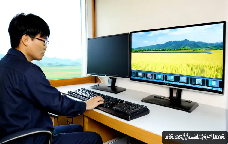 고삼면 STATUS_INVALID_DEVICE_REQUEST - Photorealistic rural workstation in a small Korean engineering office near Gosan-myeon, technician r...