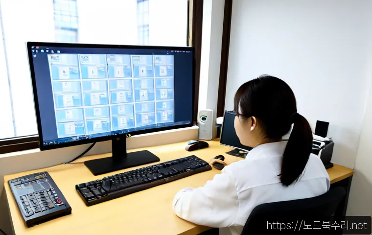 동천동 컴퓨터멈춤 - Photorealistic remote IT support scene in a compact Dongcheon-dong apartment office, desktop compute...