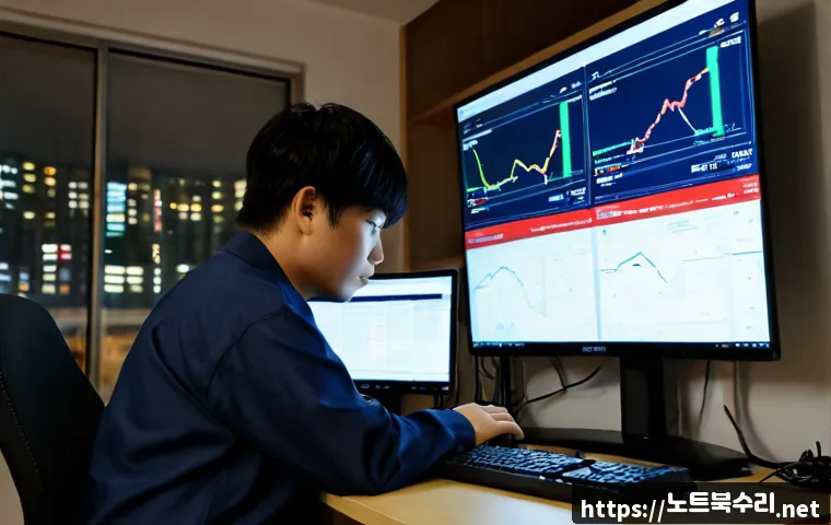 신장동 STATUS_KERNEL_NETWORK_ERROR - Photorealistic IT support workstation in a compact Shinjang-dong apartment office, ultrawide monitor...