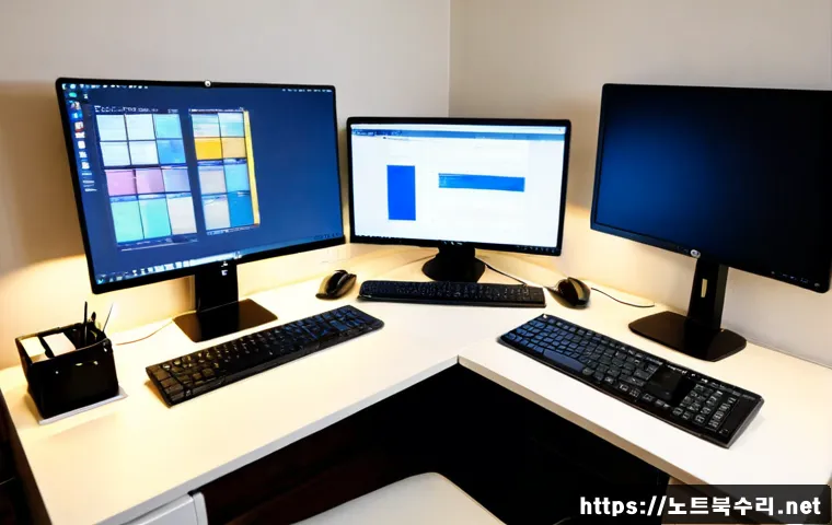 예장동 해킨토시 재설치 포맷 초기화 - Photorealistic computer repair workstation in a compact Yejang-dong apartment office, sleek all-in-o...